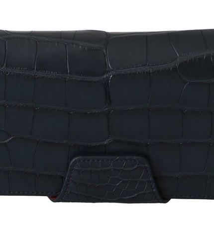 Dolce & Gabbana Elegant Blue Crocodile Leather Eyewear Pouch