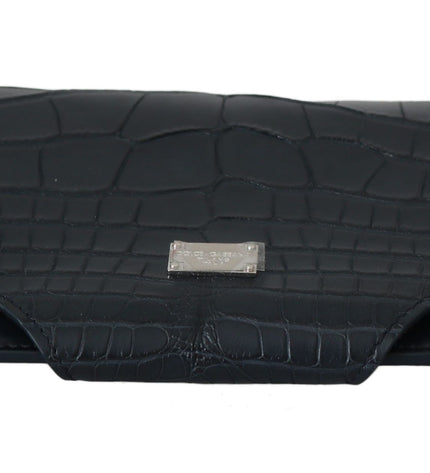 Dolce & Gabbana Elegant Blue Crocodile Leather Eyewear Pouch