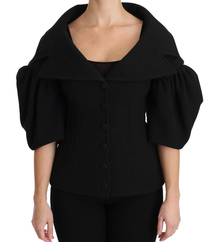 Dolce &amp; Gabbana Cappotto Elegante in Lana Vergine Nera