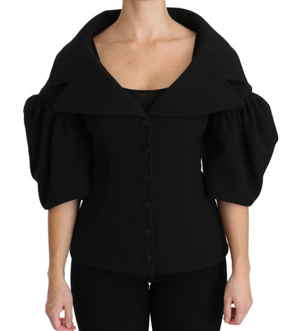 Dolce &amp; Gabbana Cappotto Elegante in Lana Vergine Nera