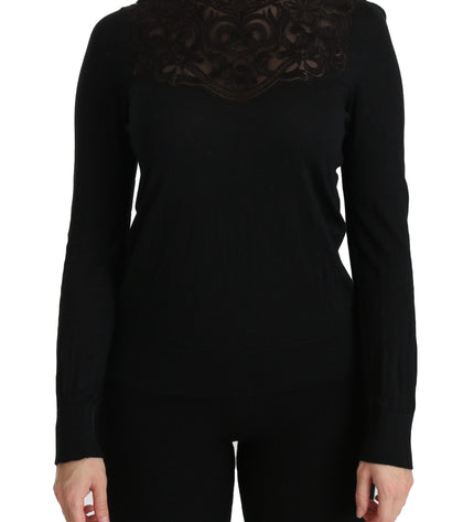 Dolce & Gabbana Elegant Silk-Blend Black Lace Blouse