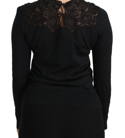 Dolce & Gabbana Elegant Silk-Blend Black Lace Blouse