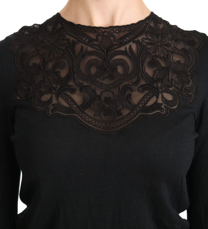 Dolce & Gabbana Elegant Silk-Blend Black Lace Blouse