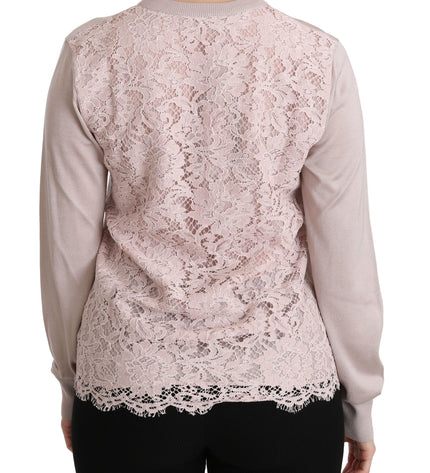 Cardigan girocollo Dolce &amp; Gabbana in misto seta rosa