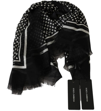 Dolce & Gabbana Elegant Black Silk Blend Polka Dotted Men's Scarf