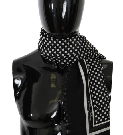 Dolce & Gabbana Elegant Black Silk Blend Polka Dotted Men's Scarf