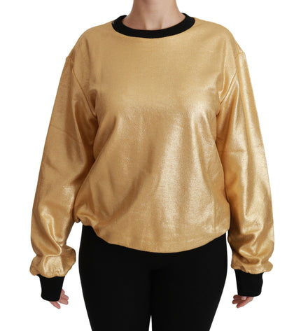 Dolce &amp; Gabbana Elegante Maglione Girocollo In Cotone Oro