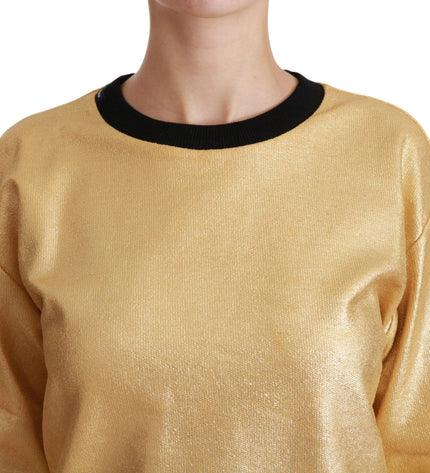 Dolce & Gabbana Elegant Gold Crew Neck Cotton Sweater