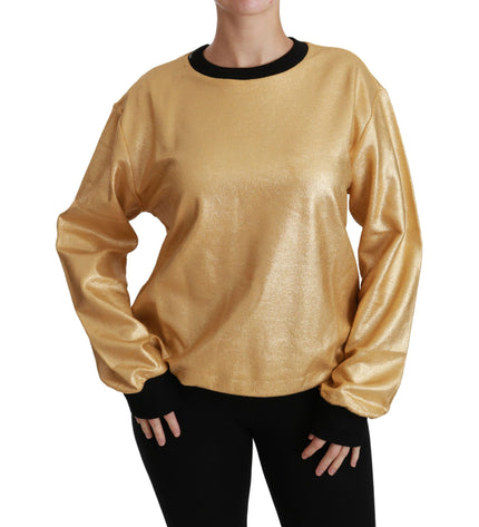 Dolce &amp; Gabbana Elegante Maglione Girocollo In Cotone Oro