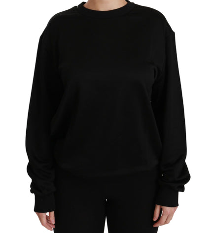 Dolce & Gabbana Elegant Black Cotton Crew Neck Pullover Sweater