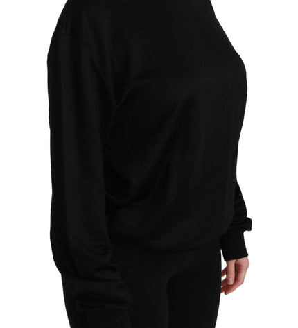 Dolce & Gabbana Elegant Black Cotton Crew Neck Pullover Sweater