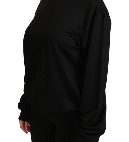 Dolce & Gabbana Elegant Black Cotton Crew Neck Pullover Sweater