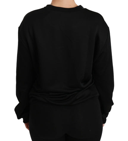 Dolce & Gabbana Elegant Black Cotton Crew Neck Pullover Sweater