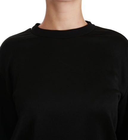 Dolce &amp; Gabbana Elegante Maglione Pullover Girocollo in Cotone Nero