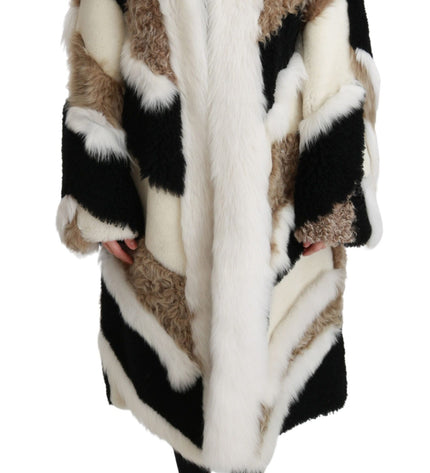 Dolce &amp; Gabbana Elegante mantello in shearling multicolor