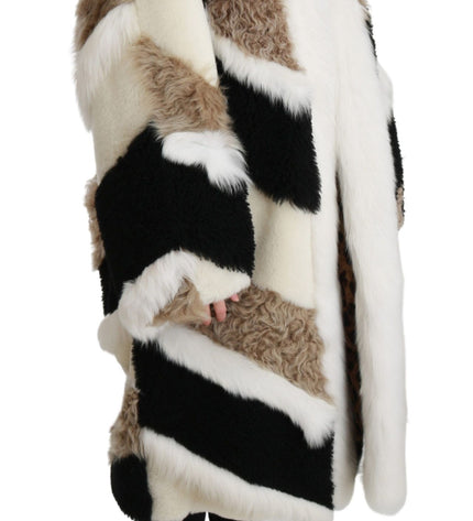 Dolce &amp; Gabbana Elegante mantello in shearling multicolor