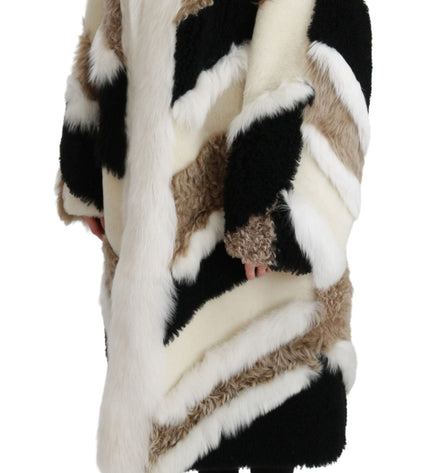 Dolce &amp; Gabbana Elegante mantello in shearling multicolor