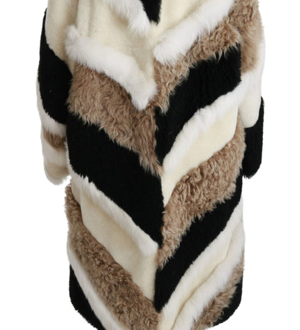 Dolce &amp; Gabbana Elegante mantello in shearling multicolor