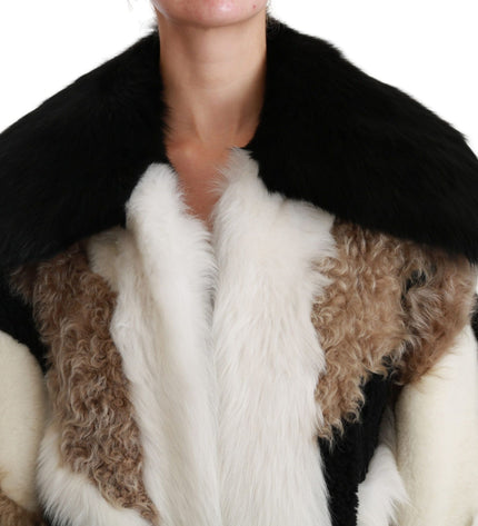 Dolce &amp; Gabbana Elegante mantello in shearling multicolor