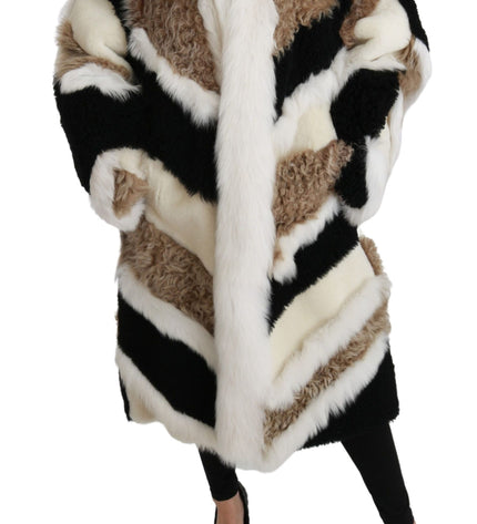 Dolce &amp; Gabbana Elegante mantello in shearling multicolor