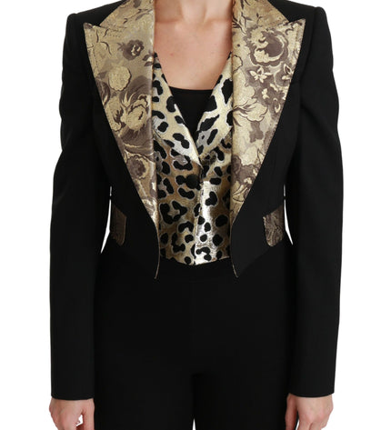 Dolce & Gabbana Opulent Black Gold Floral Jacket and Vest Ensemble