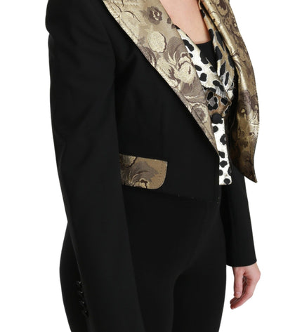 Dolce & Gabbana Opulent Black Gold Floral Jacket and Vest Ensemble