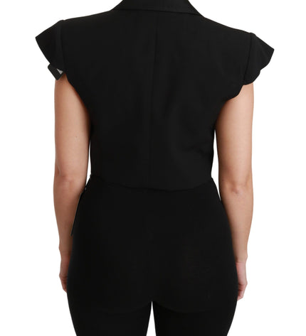 Dolce & Gabbana Elegant Black Cropped Blazer Vest