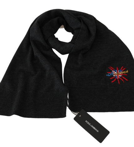 Dolce & Gabbana Elegant Virgin Wool Men's Scarf with Embroidery