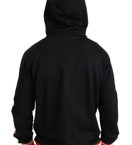 Dolce & Gabbana Elegant Black Hooded Sweater with Multicolor Motif