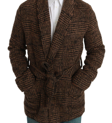 Dolce & Gabbana Elegant Brown Alpaca Blend Belted Cape Jacket