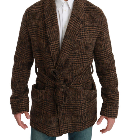 Dolce & Gabbana Elegant Brown Alpaca Blend Belted Cape Jacket