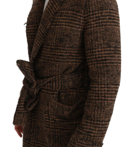 Dolce & Gabbana Elegant Brown Alpaca Blend Belted Cape Jacket