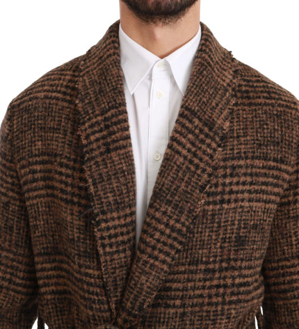 Dolce & Gabbana Elegant Brown Alpaca Blend Belted Cape Jacket