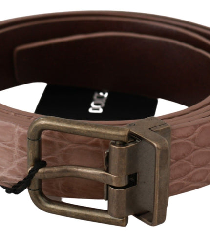 Dolce & Gabbana Elegant Exotic Skin Brushed Gold Buckle Belt