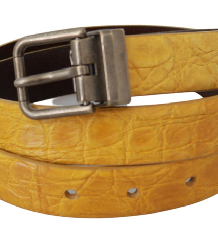 Dolce & Gabbana Exotic Yellow Animal Pattern Leather Belt