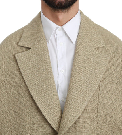 Dolce & Gabbana Chic Beige Jute Single-Breasted Blazer