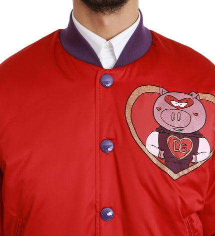 Dolce &amp; Gabbana Bomber rosso vivace con motivo multicolore