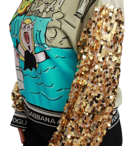 Dolce & Gabbana Chic Multicolor Motive Sequined Sweater