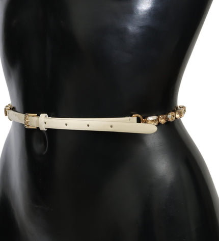 Dolce & Gabbana Champagne Crystal Embellished Leather Belt