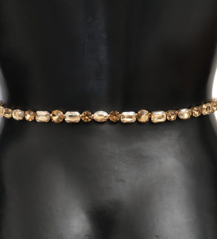 Dolce & Gabbana Champagne Crystal Embellished Leather Belt