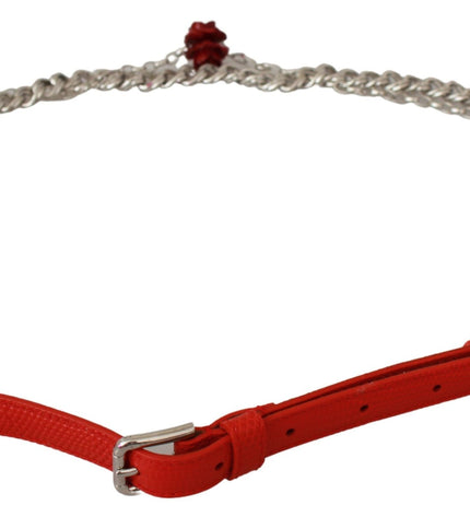 Dolce & Gabbana Elegant Floral Rose Waist Belt in Vibrant Red