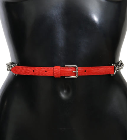 Dolce & Gabbana Elegant Floral Rose Waist Belt in Vibrant Red