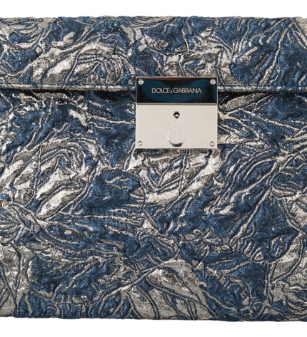 Dolce & Gabbana Elegant Blue Croc-Print Briefcase Clutch