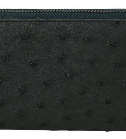 Dolce & Gabbana Exquisite Green Ostrich Leather Continental Wallet