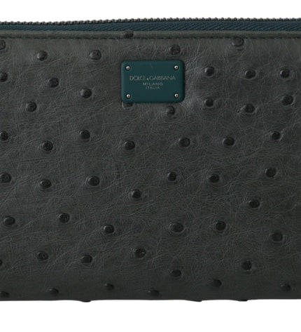 Dolce & Gabbana Exquisite Green Ostrich Leather Continental Wallet