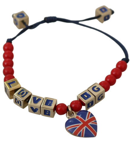 Dolce & Gabbana Elegant Blue Red Glass Cotton Blend Bracelet