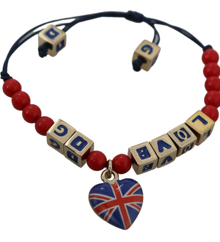 Dolce & Gabbana Elegant Blue Red Glass Cotton Blend Bracelet