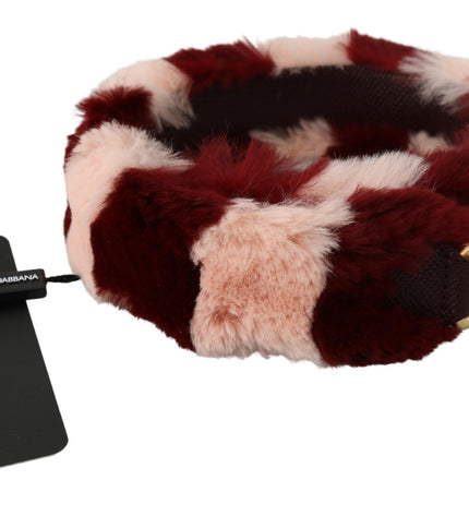 Dolce & Gabbana Bordeaux Pink Fur Shoulder Strap Luxury Accessory