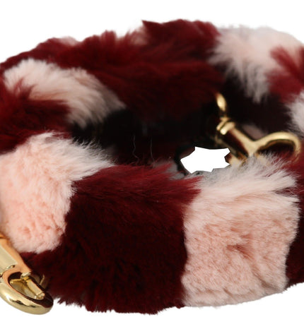 Accessorio di lusso con tracolla in pelliccia rosa bordeaux Dolce &amp; Gabbana