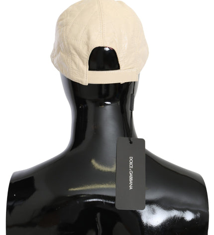 Dolce & Gabbana Elegant White Lambskin Leather Baseball Cap